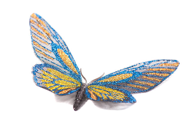 istock Butterfly decorative blue and yellow isolated on a white background 637929498