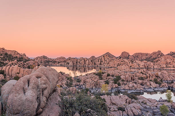 Watson Lake Sunset stock photo