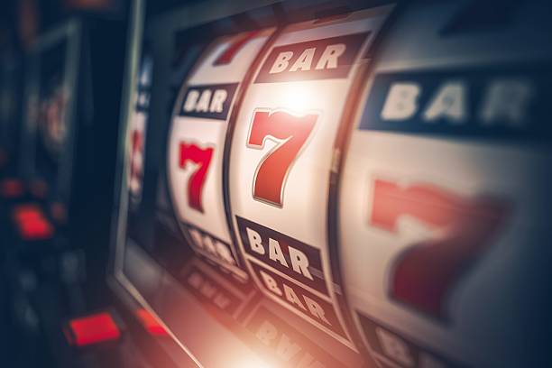 Casino Slot Games Playing Casino Slot Games Playing Concept 3D Illustration. One Armed Bandit Slot Machine Closeup. slot stock pictures, royalty-free photos & images