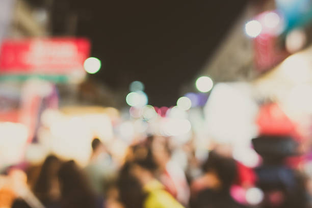 istock Abstract blur of an evening market 637941978