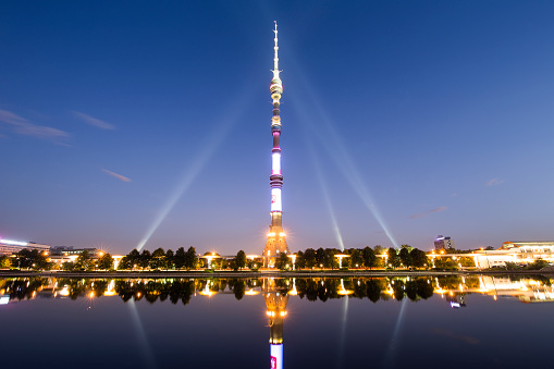Television (Ostankino) tower at Night, Moscow, Russia