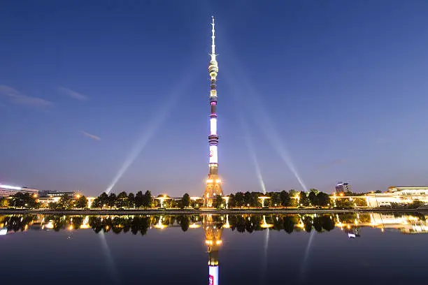 Photo of Television (Ostankino) tower at Night, Moscow, Russia
