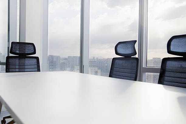 istock Close-up of conference room table in modern office downtown 637945438