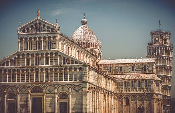 Pisa Piazza Dei Miracoli Pisa Italy Piazza Dei Miracoli Historical Cathedral Buildings with Famous Leaning Tower of Pisa. pisa leaning tower of pisa tower famous place stock pictures, royalty-free photos & images