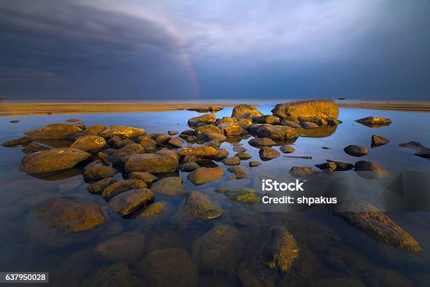 Pile Of Stones In Water Stock Photo - Download Image Now - Backgrounds, Beach, Blue