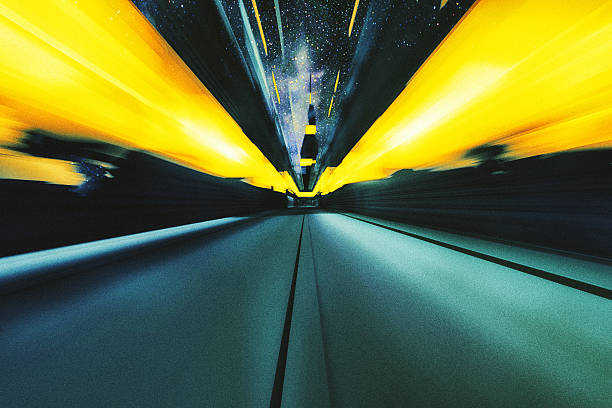 istock Futuristic city street speeding blur 637950374