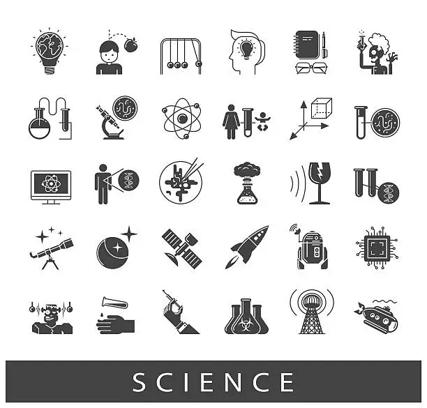 Vector illustration of Collection of scientific icons