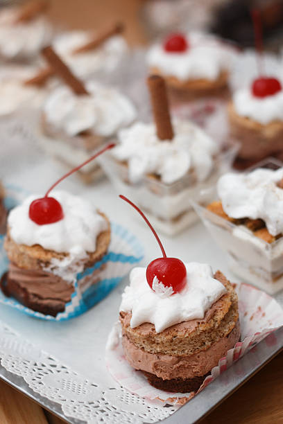 istock Dessert with chocolate mousse and whipped cream with cherry on 637953764