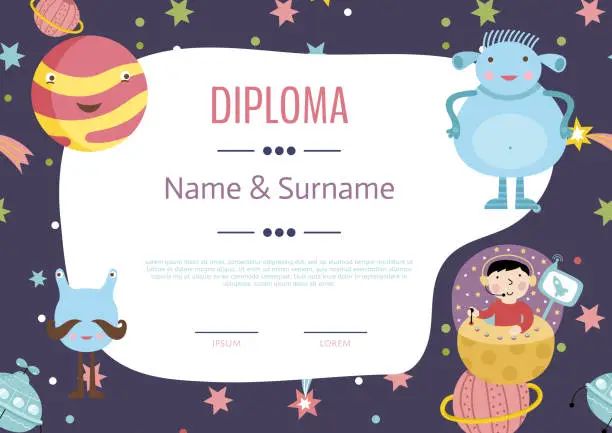 Vector illustration of Diploma Cartoon Vector Template