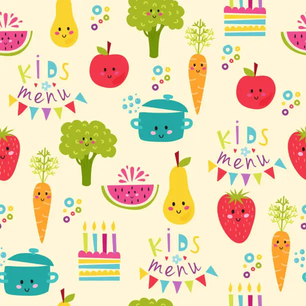 Vector illustration of Kids food menu background vector illustration