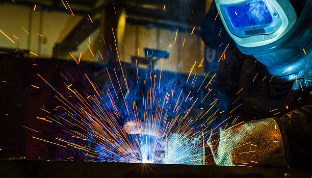 istock Industrial steel welder in factory technical, 637963248