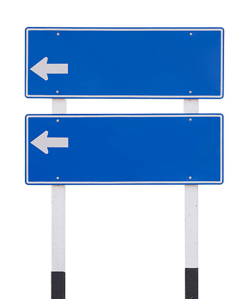 istock two blue empty traffic sign with arrow isolated on white 637963524
