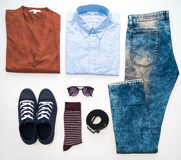 istock Beautiful fashion clothes set for men 637965098