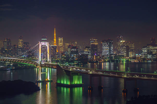 istock Tokyo tower and rainbow bridge in Tokyo, Japan. 637973574