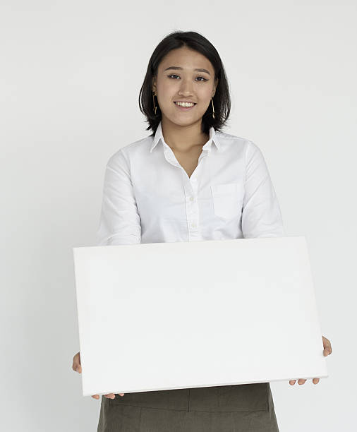 istock Girl Placard Advertisement Cheerful Confident Concept 637974652
