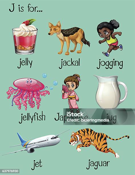 Words Begin With Letter J Stock Illustration - Download Image Now -  Alphabet, Animal, Clip Art - iStock