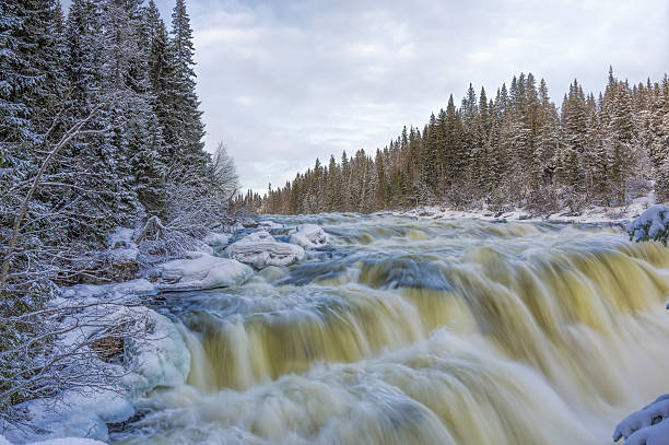 istock Tannoforsen waterfall in Sweden in winter 637977828