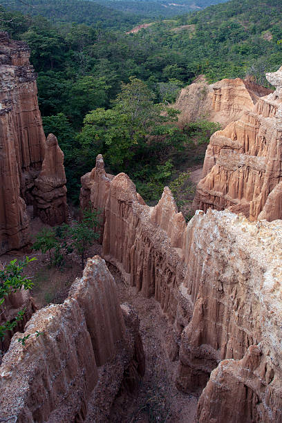 istock Strange land arise from ground subsidence by drone 637981474