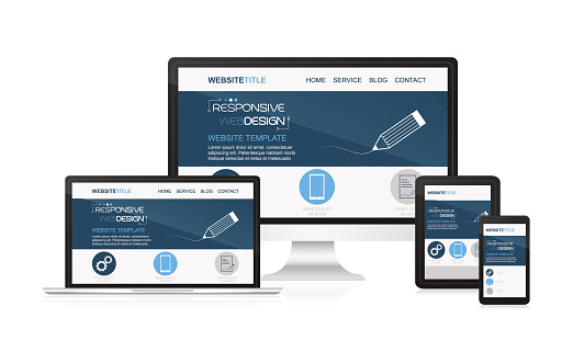 Responsive design and web devices. Concept for presentation your responsive design. Vector illustration.