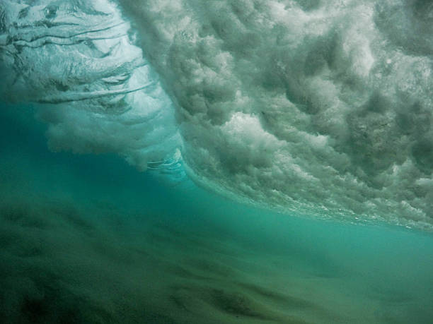 istock Beautiful picture of a wave crushing underwater 637986848