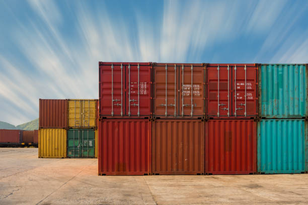 istock An area yard of cargo container shipping. 637988524