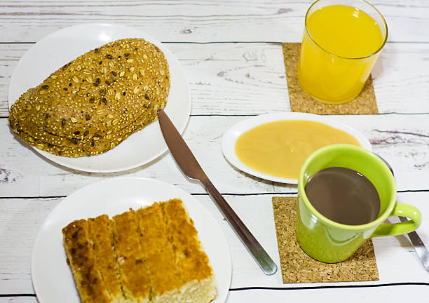 istock Healthy breakfast on a white wooden table 637992380