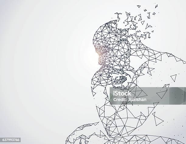 Lines Connected To Thinkers Symbolizing The Meaning Of Artificial Intelligence Stock Illustration - Download Image Now