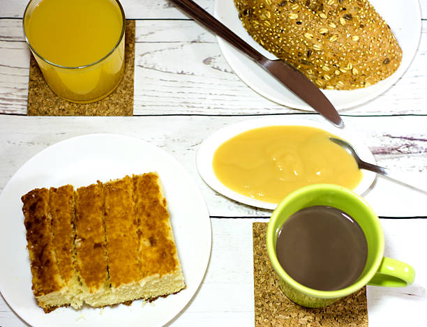 istock Healthy breakfast on a white wooden table 637993926