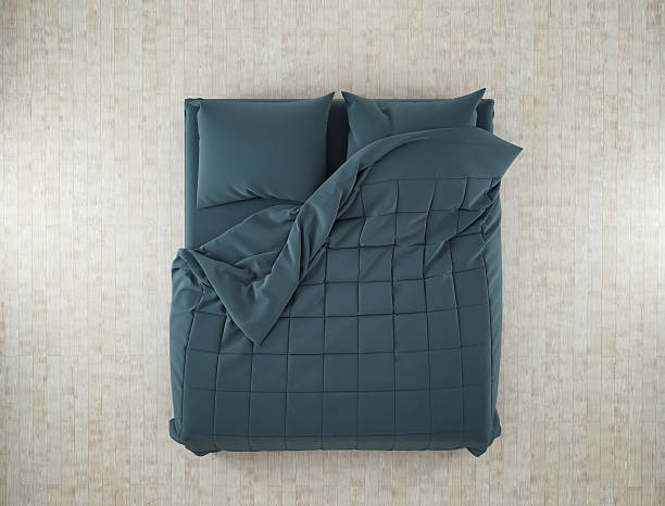 istock Bed in the nodern room. Top view. 3d render 637998700