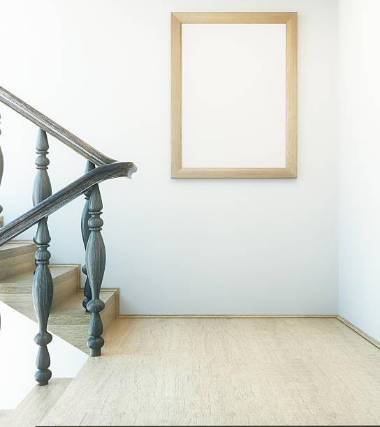 istock Interior with stairs and picture frame 638003244