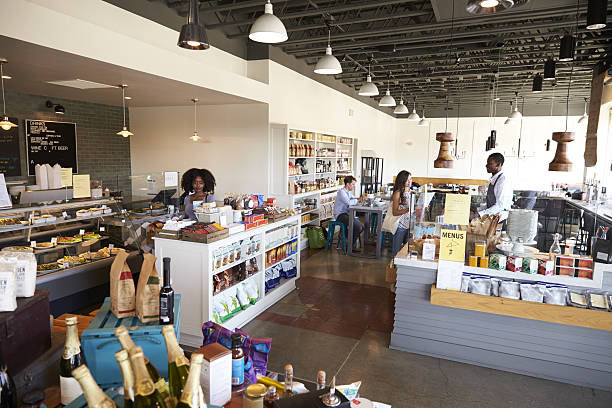 istock Interior Of Busy Delicatessen With Customers 638005152