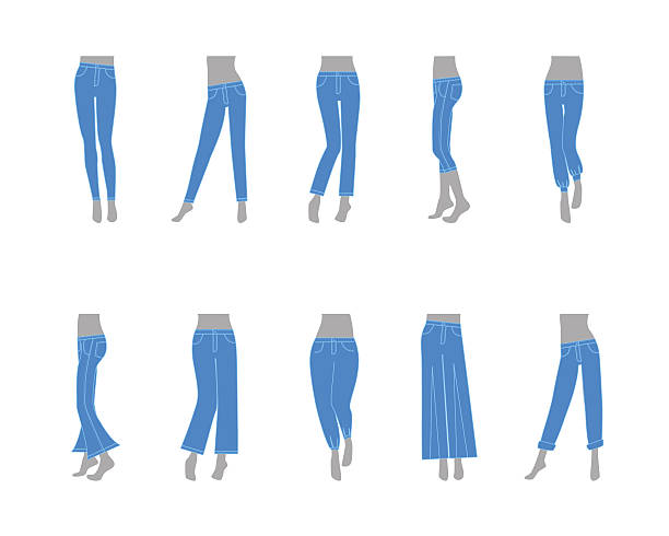 illustrazioni stock, clip art, cartoni animati e icone di tendenza di cartoon jeans modello donna. vettore - capri