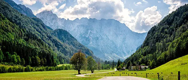 A road through the Alps in Slovenia