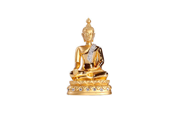 golden Buddha statue souvenirs isolated on a white background