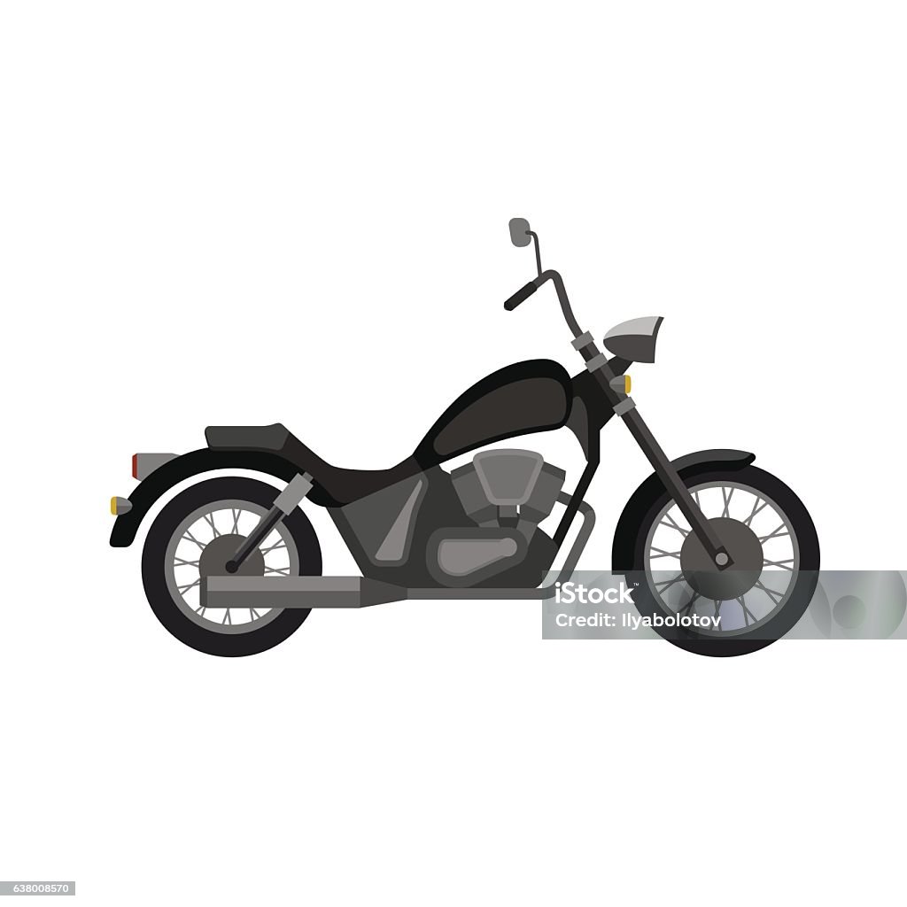 Chopper motorcycle Chopper motorcycle in flat style. Vector illustration of black bike. American Culture stock vector