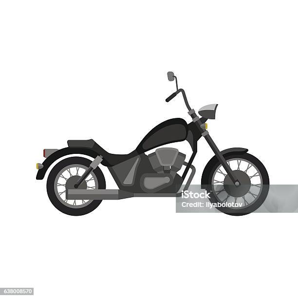 Chopper Motorcycle Stock Illustration - Download Image Now - American Culture, Bicycle, Black Color