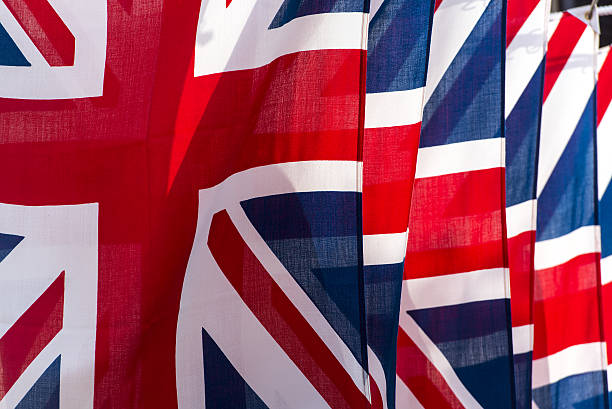 istock Rows of Union Jack flag Flags in London 638008680