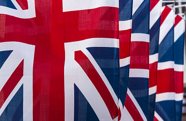 istock Rows of Union Jack flag Flags in London 638008846