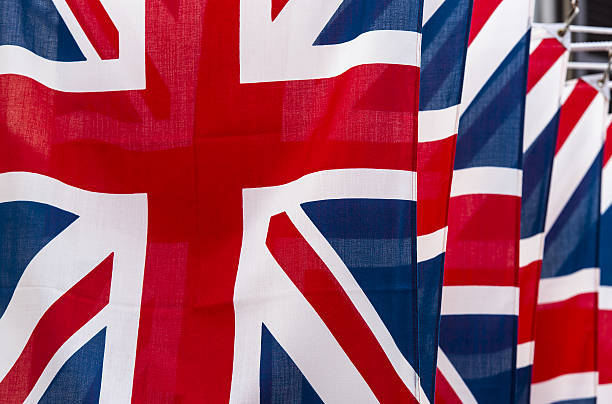 istock Rows of Union Jack flag Flags in London 638009026