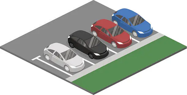 Vector illustration of Isometric flat 3D vector car. Urban transport. parking space