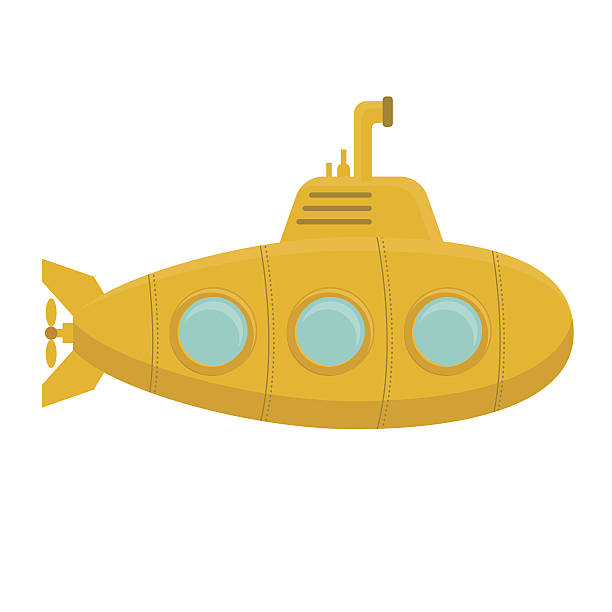 ilustrações de stock, clip art, desenhos animados e ícones de yellow submarine with periscope. vector - submarine