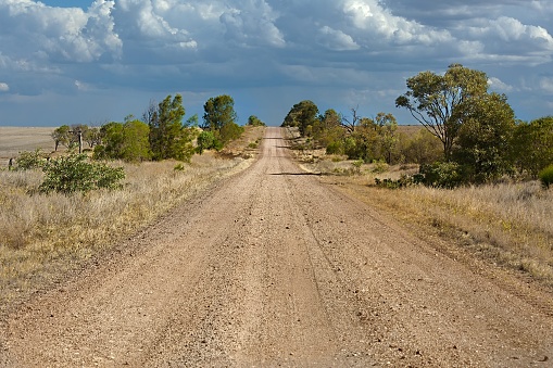Gravel road throught dry Australian landscape