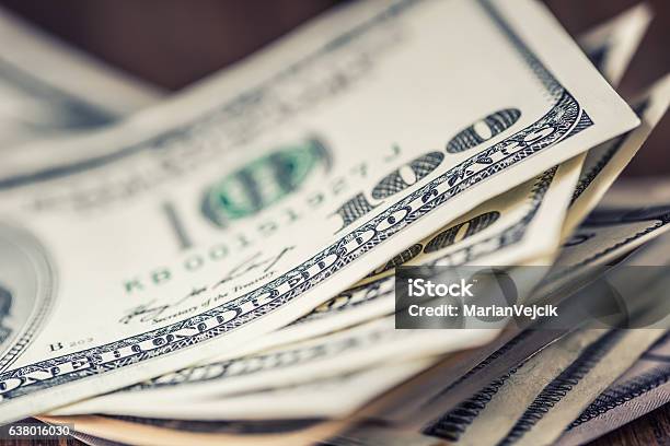 Dollarscloseup View Of Stack Of Us Dollars Cash American Dollars Stock Photo - Download Image Now