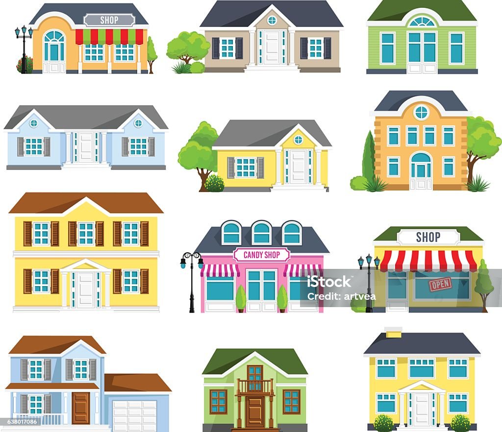 Houses Set Vector illustration of  the houses set. Cartoon stock vector