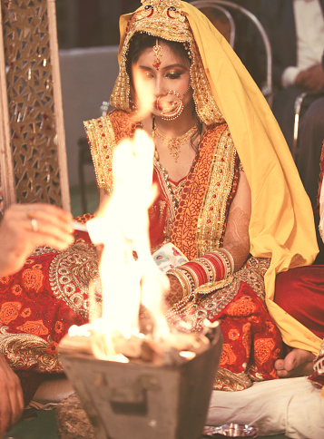 Indian bride in Hindu wedding ceremony