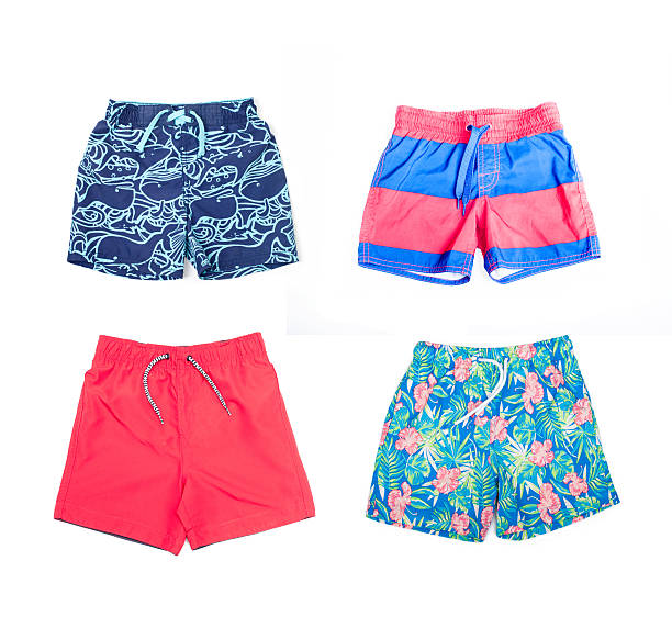 collage aus verschiedenen shorts für jungen - swim truncks stock-fotos und bilder