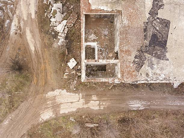 istock Abandoned industrial building in winter time. 638029826