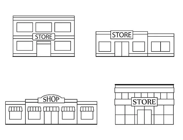 Vector illustration of Set of store, shopping mall icons.