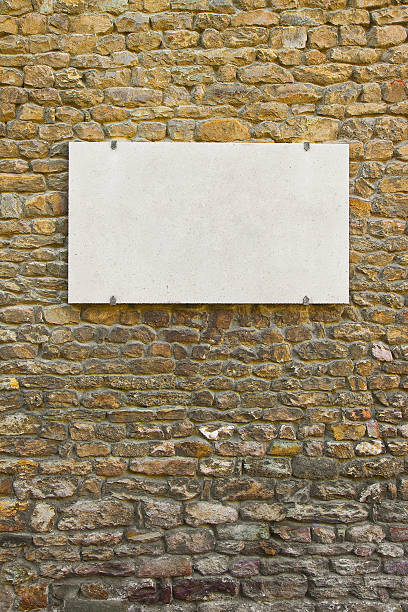 istock Blank marble plaque on italian stone wall 638034520