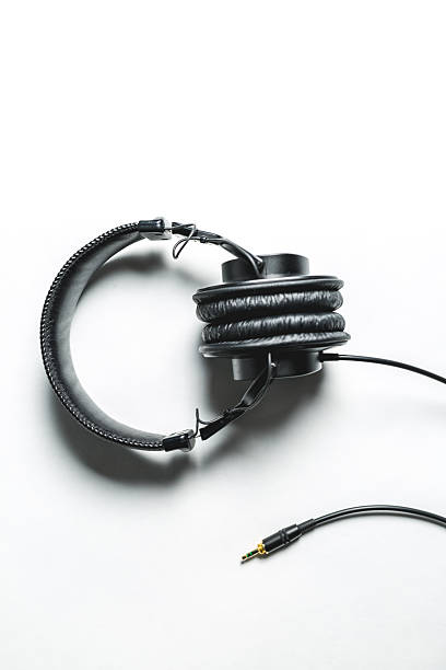 istock Black Stereo Headphones on White Background 638034950